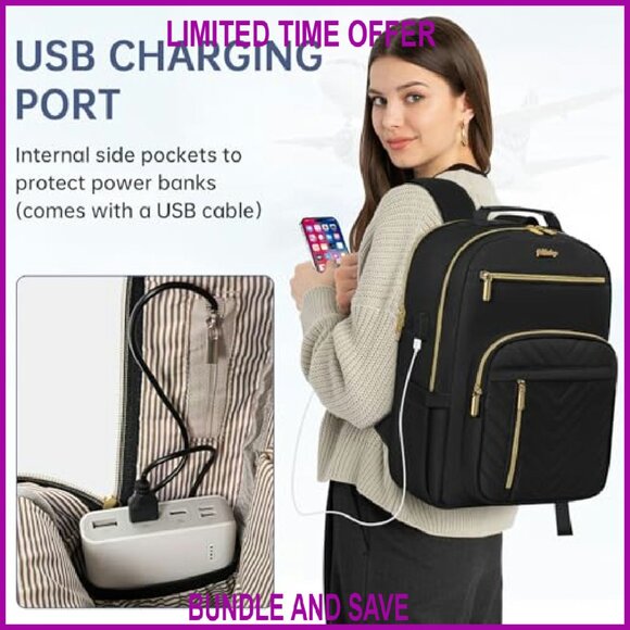Large Capacity Laptop Backpack with USB Charging Port, 15.6 Inch Travel Backpack - Picture 8 of 8